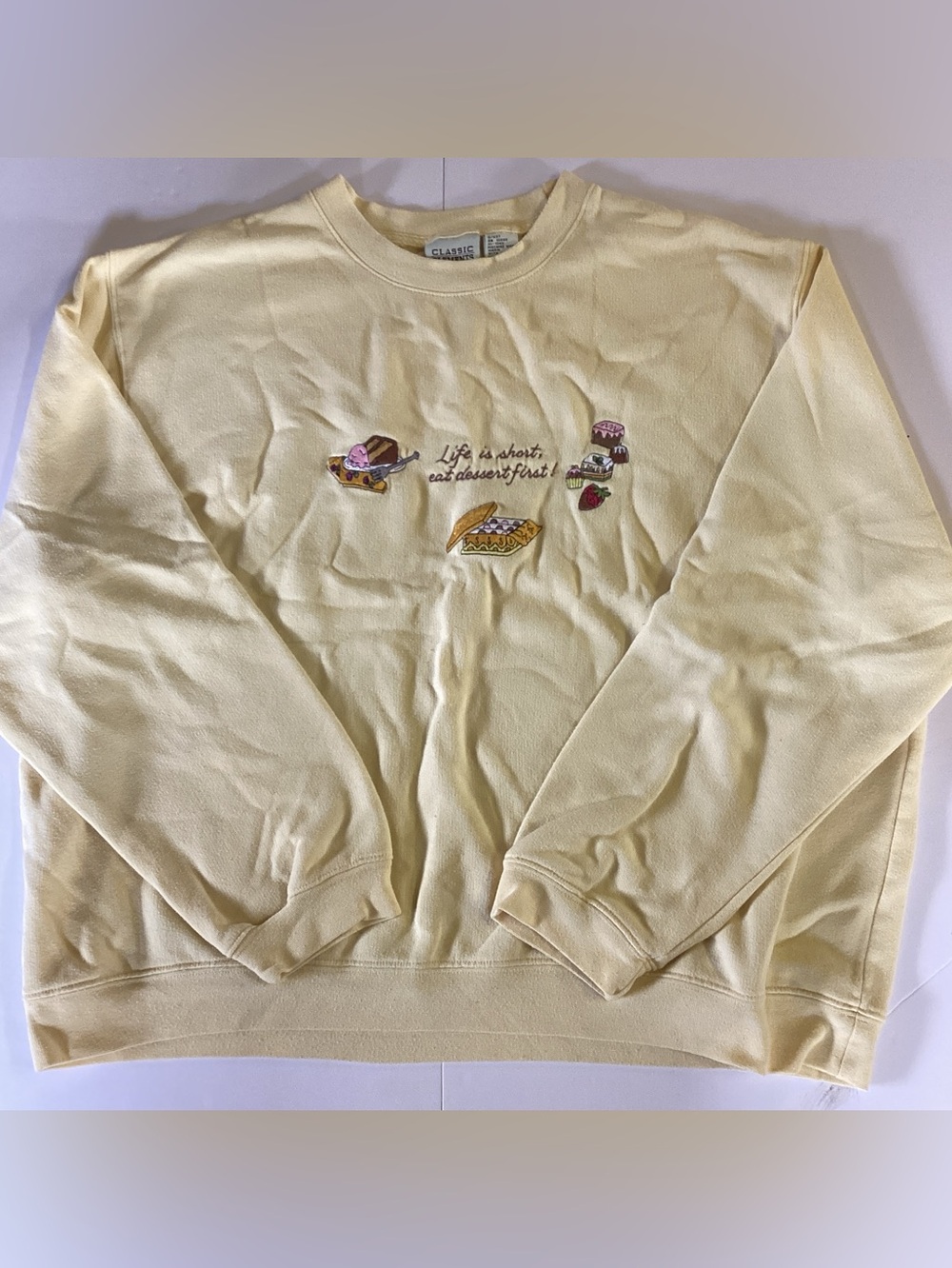Classic Elements Pale Yellow Embroidered Sweatshirt